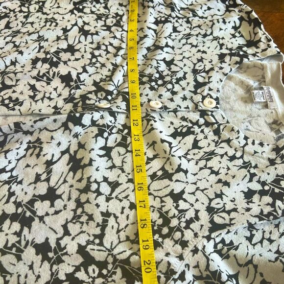 Hampshire Studio Ice Blue and Black Botanical Patterned Cotton Cardigan Size 2X - Picture 7 of 7